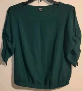 Linda Blusa Shein Verde Oscuro Texturizada Con Mangas Abiertas Anudadas Talla Pequeña 4 - Imagen 1 de 18