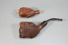 Two Old Hand Carved Vintage Antique Tobacco Smoking Pipes. Buffalo Bird. MI186
