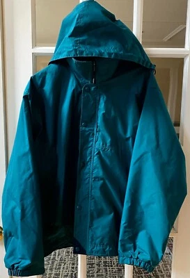 Vintage WearGuard Mens Teal Green Nylon Long Sleeve Hooded Full Zip Jacket Sz M - Image 1 of 4