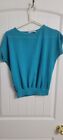Vintage 70’s Fishnet Shirt Top  Beach  Aqua Blue Mesh Medium Rave 80s Chauvin M 