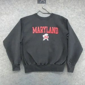VTG Maryland Terrapins Sweatshirt Mens Medium Black Crew Neck Made in USA 90s - Picture 1 of 13
