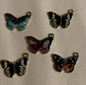 5 Emaille Anhänger Charm bunter Schmetterling N13 - Bild 1 von 3