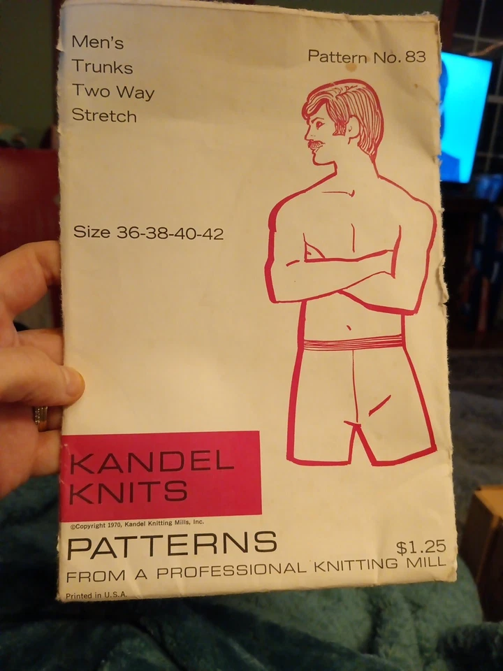 Kandel Knits Vintage 1970's Pattern #83 Men’s Trunks Swim Suit - Image 1 of 1