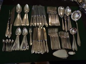 GERO Prosta dekoracja artystyczna Srebrne sztućce 12 osób 108 części Srebro lata 90-te TOP! - Zdjęcie 1 z 17