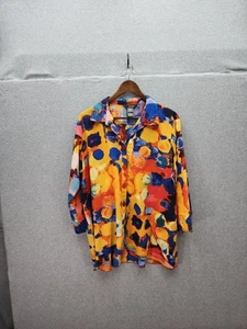 Ali Miles Colorful Abstract Polka Dot Print Button-Down Shirt 1X - Picture 1 of 3