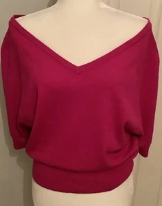 💕💕Stylish Colorful  MICHAEL KORS 100%Cashmere Sweater Pullover Solid Magenta L - Picture 1 of 12