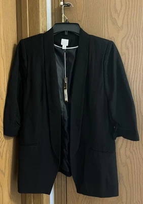 Traje Blazer Chaqueta LC Lauren Conrad Para Mujer Cuello Chal Manga 3/4 Negro Talla 8 Foto 1 de 4