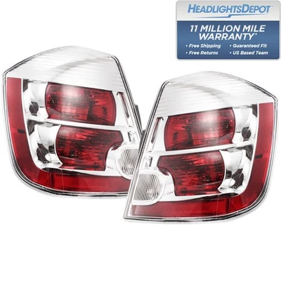Tail Lights Set Chrome Housing Left Right Fits 2007-2009 Nissan Sentra 2.0L - Image 1 of 4