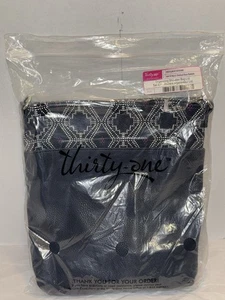 Thirty One Organizing Shoulder Crossbody Bag Navy Blue Dotted Geo Pebble - Picture 1 of 9