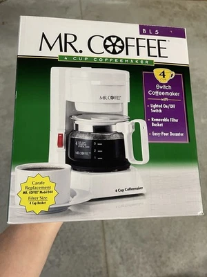 复古 Mr. Coffee BL5 开关咖啡机 4 杯白色 1999 年全新密封 — 第 1/4 张图片