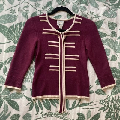 Tracy Reese Cardigan Magenta 3/4 Length Sleeve - Image 1 of 4