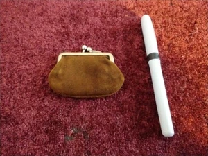 Small Suede Vintage Stamp Purse - Picture 1 of 4
