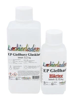 EP Epoxidharz glasklar 0,45 kg inkl. Härter Gießharz Resin Epoxy 300 g + 150 g - Bild 1 von 4
