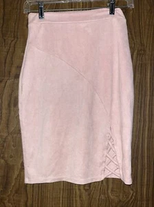 Charlotte Russe Skirt Womens Size S Light Rose Pink Faux Suede - Picture 1 of 4