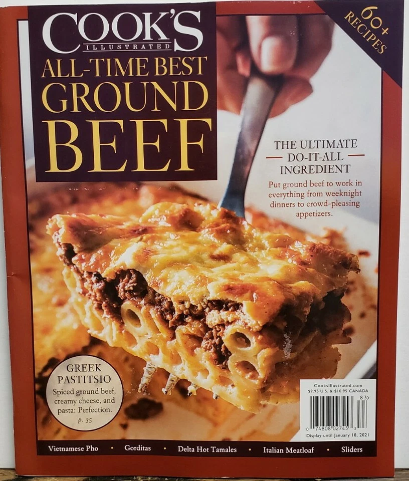 Cook's Illustrated All Time BEST Ground Beef 60+ Recipes magazine 2020 FREE SHIP - Image 1 of 1