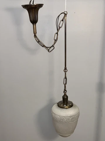 Antique Brass Pendant Light Fixture 57” Long Large Globe Wired Light 124F Cover