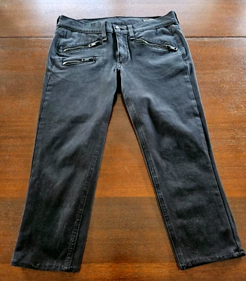 Jeans Capri Rag & Bone Negro Moto Cremallera 3 Bolsillos Frontales Talla 27 Foto 1 de 4