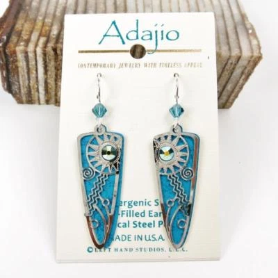 Pendientes en forma de paleta azul aguamarina Adajio con superposición celeste de plata brillante 7861 Foto 1 de 3