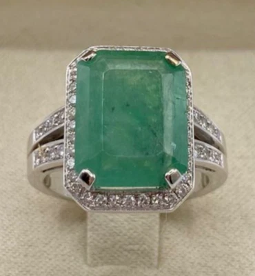 Anillo Certificado Oro 18kt. Con Diamantes Y Esmeralda Natural Brasil Ct. 5,92 - Imagen 1 de 4