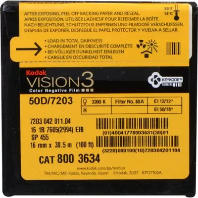 Kodak VISION3 250D Color Negative Film #7207 (16mm, 100' Roll) - Image 1 of 3