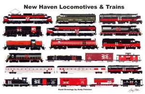 New Haven Locomotives & Trains 11"x17" Horizontal Poster by Andy Fletcher signed - Picture 1 of 1
