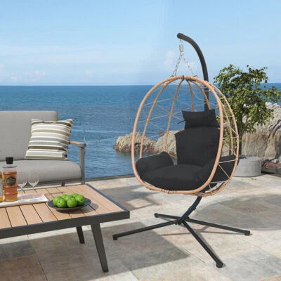 VIXLON Sillas Colgantes Huevo Columpio con Soporte Hamaca Patio Silla Cojín Exterior Foto 1 de 4