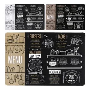 Set Of 3 Placemats Vintage Menu Design Restaurant Chalkboard Dining Brochure - Picture 1 of 5