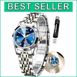 Elegant Gold Waterproof Women's Watch with Small Face & Glow in Dark Feature - Picture 1 of 10