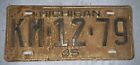 Vtg 1945 Michigan License Plate 6 Digit Km 12 79 Hot Rat Rod See All Plates