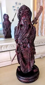 Hand Carved Antique Statue of Guan Gong 12" RESIN Antique Chinese Warrior God - Picture 1 of 9