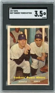 1957 Topps Mickey Mantle/ Yogi Berra  # 407  Yankee Power Hitters SGC 3.5 - Picture 1 of 2