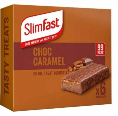 SlimFast Chocolate| Caramel Snack Bar| 2 Boxes(12x25g) 99Kcal |Treat Weight Loss - Image 1 of 4