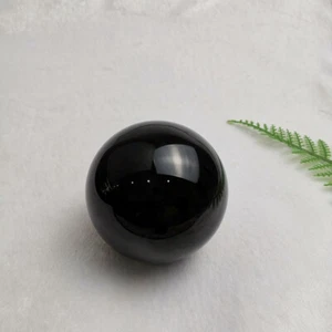 60mm Natural Black Obsidian Stone Ball Energy Quartz Crystal Sphere Rock + Stand - Picture 1 of 12