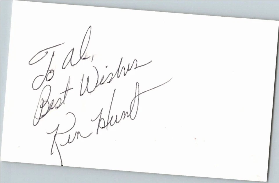-Ken Hunt- (d.1997) Signed/Autograph/Auto Index Card Los Angeles Angels MLB - Image 1 of 1