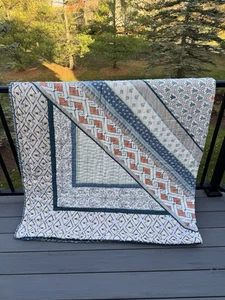 Anthropologie Linden Queen Quilt Reversible Cotton Courtepointe Grandeur 92"x96" - Picture 1 of 13