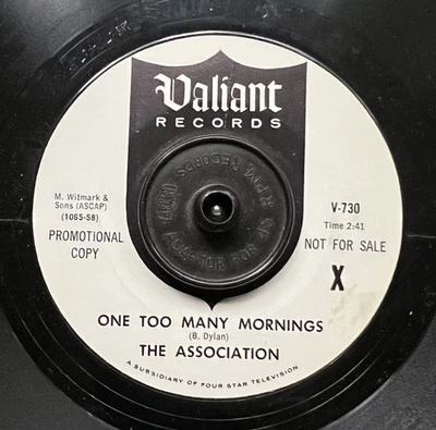 The Association One Too Many Mornings 45 Pop Psych 1965 Both Non-LP  Promo Dylan - Image 1 of 2