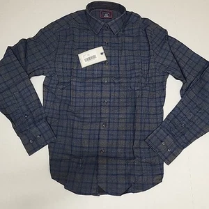 UNTUCKit Macari Men’s XS Slim Fit Blue Plaid Flannel Long Sleeve Button Up Shirt - Picture 1 of 6