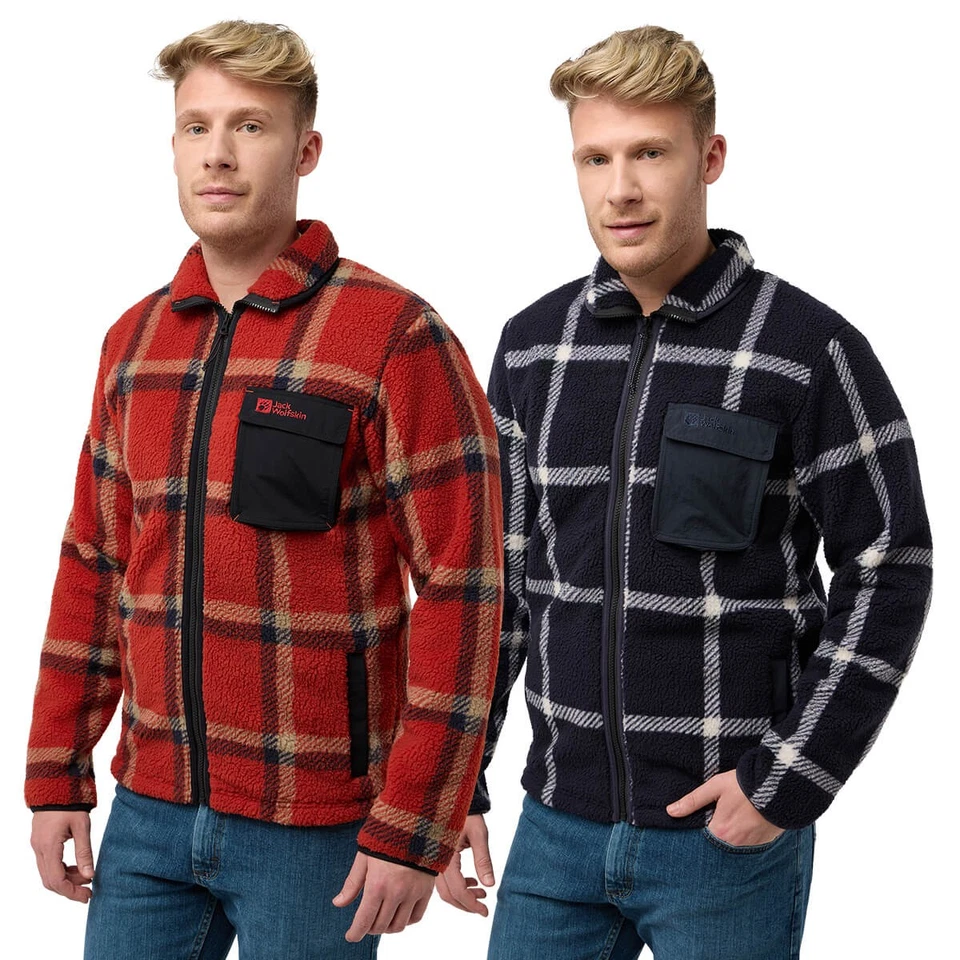 Chaqueta polar Jack Wolfskin para hombre Felslicht forrada a cuadros Sherpa 35 % de descuento precio de venta sugerido por el fabricante Foto 1 de 1