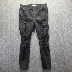 Torrid Jeans Womens 12S Black Bombshell Skinny Premium Stretch Distressed - Picture 1 of 8