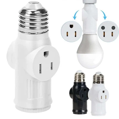 E26/E27 Light Socket to Plug Adapter 2/3 Prong Light Bulb Outlet Plug Converter - Image 1 of 4