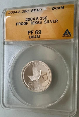 2004 S Texas Silver State Quarter ANACS PF 69 DCAM - Image 1 of 2