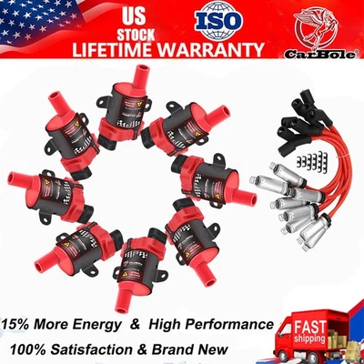 8PACK UF262 Ignition Coil and Spark Plug Wires For Chevy Silverado 1500 2500 GMC - Image 1 of 4