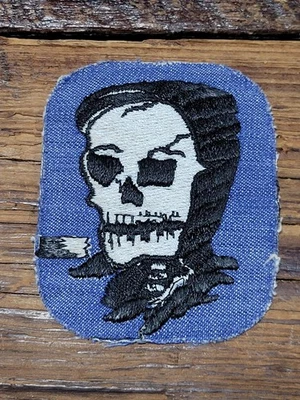 PARCHE DENIM Emboided Skull Grim Reaper de colección 3" X 3,75" MC MILITAR Foto 1 de 4