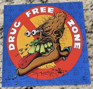 BLOTTER ART ORIGINAL DRUG FREE ZONE SIGNIERT VON STANLEY MOUSE & COA - Bild 1 von 7
