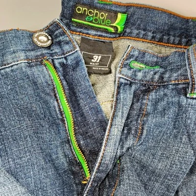 Vtg Anchor Blue Baggy Shorts Mens 31  Blue Denim Faded Jorts Jeans Y2K RARE TAG - Image 1 of 4