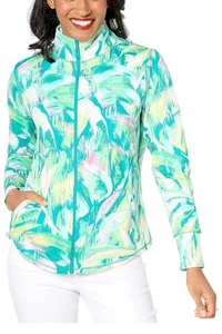 Belle Body by Kim Gravel Women's Preppy Athletic Zip Jacket Green - Picture 1 of 1