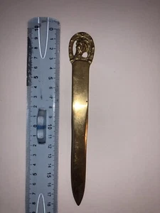 Coupe papier Ouvre lettre Laiton Tete de Cheval Ancien Antique Vintage Etrier - Photo 1/6