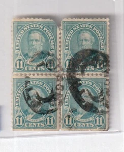 (4) 1931 US Postage #692 11 Cents plate block Of 4 Hayes Fancy Cancel - Picture 1 of 2
