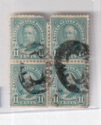 (4) 1931 US Postage #692 11 Cents plate block Of 4 Hayes Fancy Cancel - Image 1 of 2