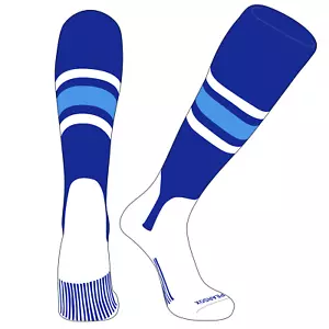PEAR SOX OTC Baseball Softball Stirrup Socks (B, 5in) Royal, White, Sky Blue - Picture 1 of 3